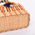 Handwoven Moroccan Reed Basket with Orange Stripe